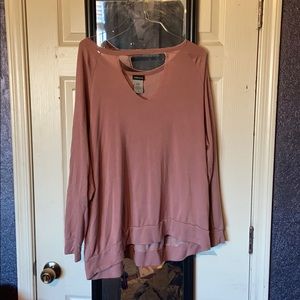 Long sleeve v neck-rose pink-torrid shirt